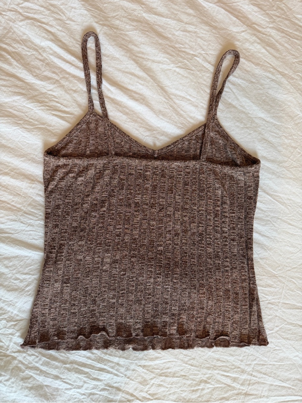 Source Unknown Brown Ribbed Spaghetti Strap Cami - Picture 2 of 3
